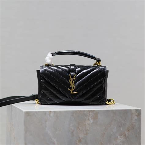 ysl college bag nude|COLLEGE mini chain bag in shiny crackled leather .